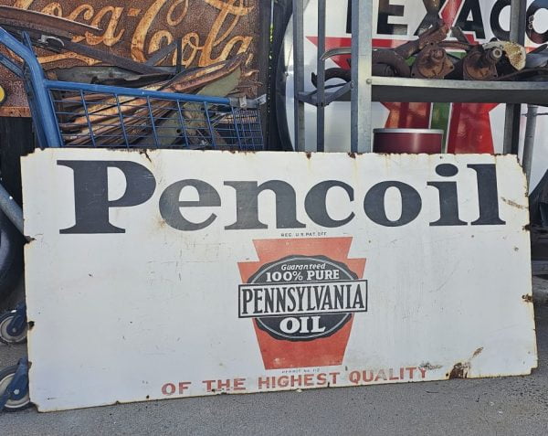 Pencoil Oil Porcelain Sign Back