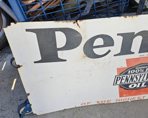 Pencoil Oil Porcelain Sign Back Left