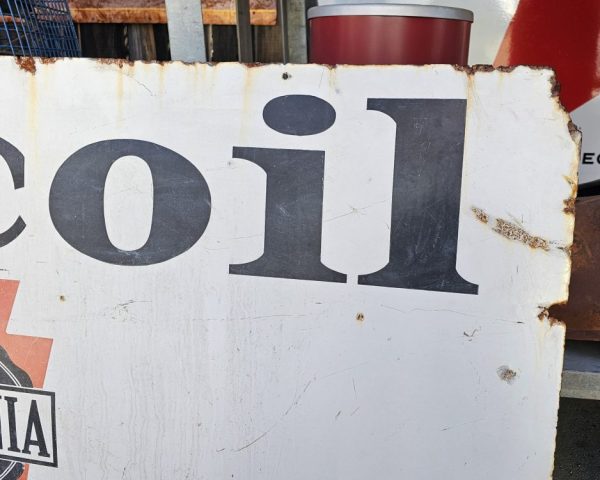 Pencoil Oil Porcelain Sign Back Top Right