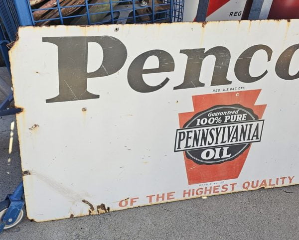 Pencoil Oil Porcelain Sign Front Left