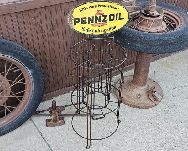 Pennzoil Oil Can Rack, Double Sided Sign Back 3-Row