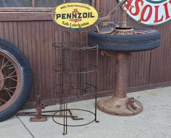 Pennzoil Oil Can Rack, Double Sided Sign Back