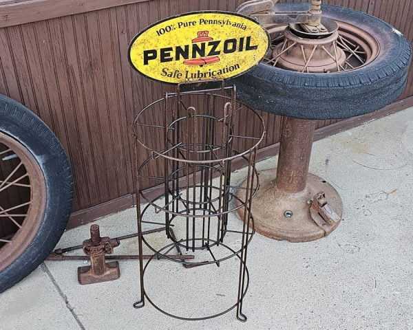 Pennzoil Oil Can Rack, Double Sided Sign Front 3-Row