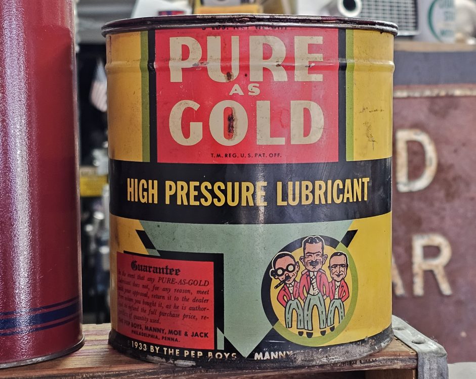 Pure As Gold Pep Boys Lubricant Can - Vintage Ford Parts, Music ...