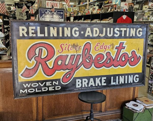 Raybestos Brake Lining Tin Sign, 1930s