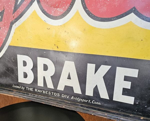 Raybestos Brake Lining Tin Sign, 1930s On Loan