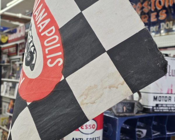 Indianapolis Speedway Souvenir Checkered Flag, 1950s Water Discoloration