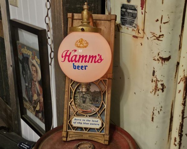 Hamm's Beer Globe Lamp Wall Sconce Lit