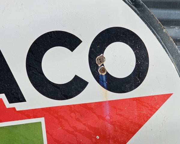 Texaco Gas Station Sign, Double Sided Back Side Markings