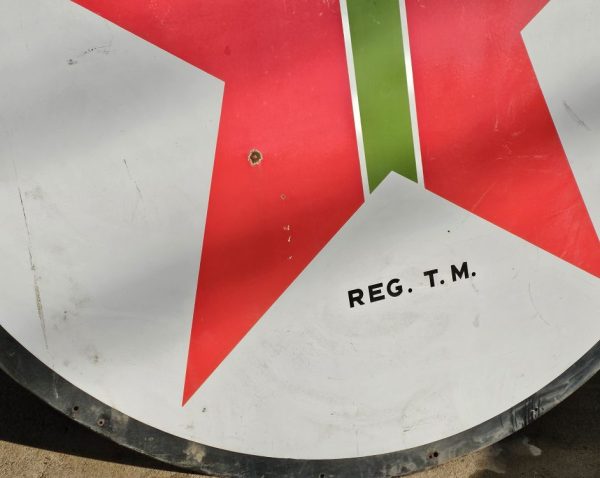 Texaco Gas Station Sign, Double Sided Front Side Markings