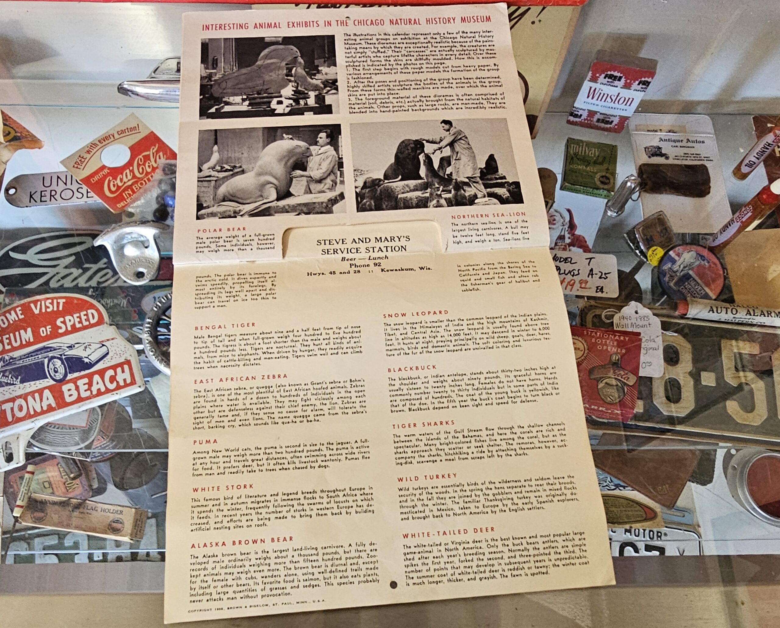 Sinclair Service Station Calendar 1959 Animal Info