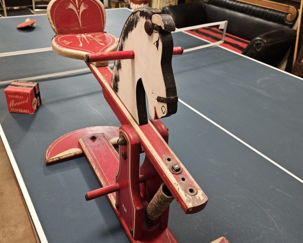 Wooden Bouncy Rocking Horse, 1950s Front