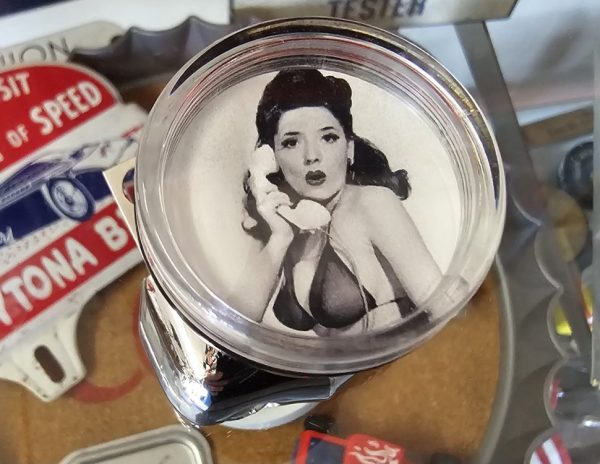 Steering Wheel Spinner Knob Evelyn West Pin-Up Close