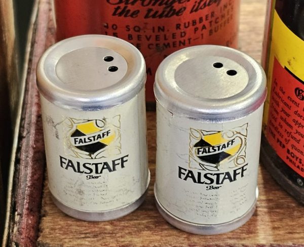 Falstaff Mini Can Salt Pepper Shaker Set Top