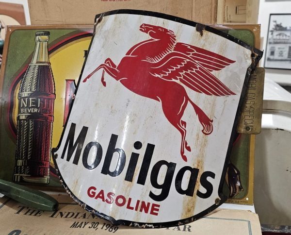 Mobilgas Gasoline Curved Porcelain Sign