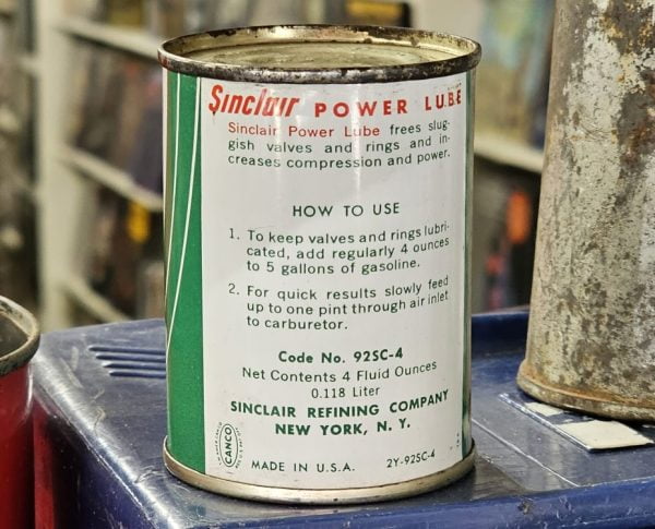 Sinclair Power Lube Can, New Old Stock Back