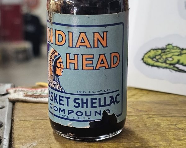 Indian Head Gasket Shellac Compound Bottle Label Damage